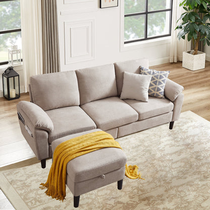Pingliang Home Sectional Sofa Couch with Storage Ottoman,Modern 3 Seat L Shaped Sofa Couch for Living Room Apartment Studio Office