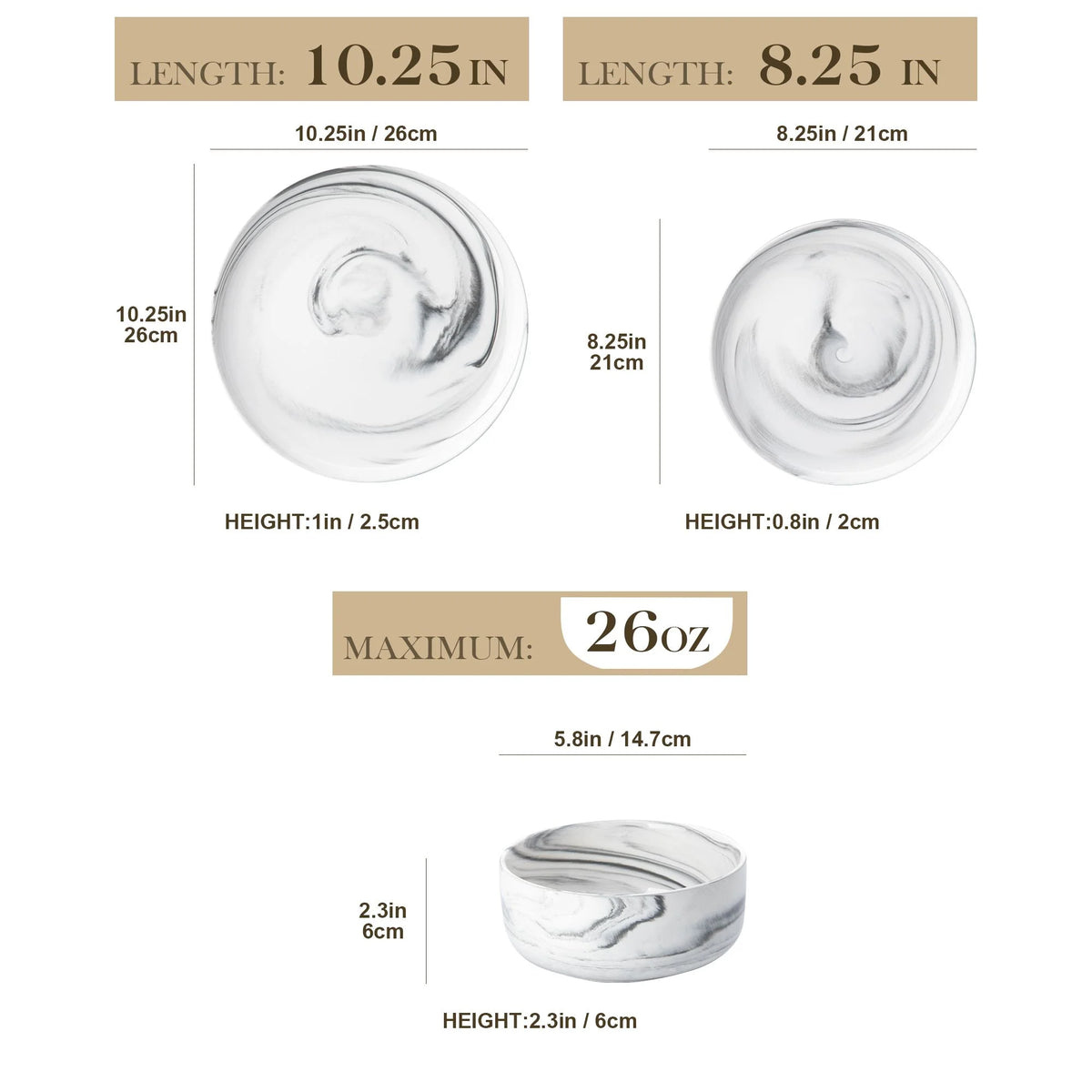 vancasso 36 Pieces Dinnerware Sets, Plates and Bowls Set for 8, Porcelain Dinner Set, White with Black Rim