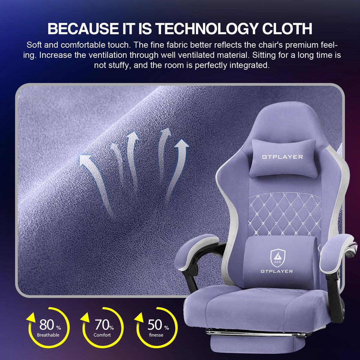 GTPLAYER Ergonomic High Back Pocket Spring Cushion Gaming Chair with Footrest & Linkage Armrests, Black