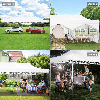 COBIZI 10x20 Heavy Duty Pop up Canopy Tent with 6 sidewalls Easy Up Commercial Outdoor Canopy Wedding Party Tent for Beach All Season Wind & Waterproof Gazebo with Roller Bag,Black(Frame Thickened)
