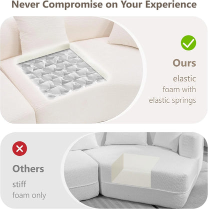 Loveseat Sectional Sofa for Living Room, 65’�?Modern Luxury Plush Chenille Extra Deep Seat Curved Cloud Floor Couch with 3 Throw Pillows for Small Spaces, No Assembly Needed, Sapphire Blue