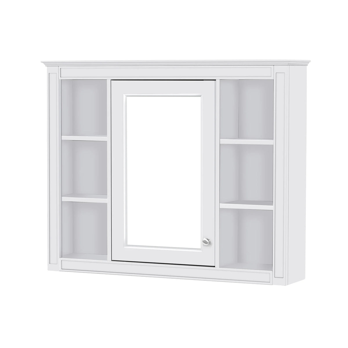 Furvclv Bathroom Wall Mirror Cabinet Modern Wall Mounted Cabinet Storage Organizer With Single Mirror Door 6 Open Shelves