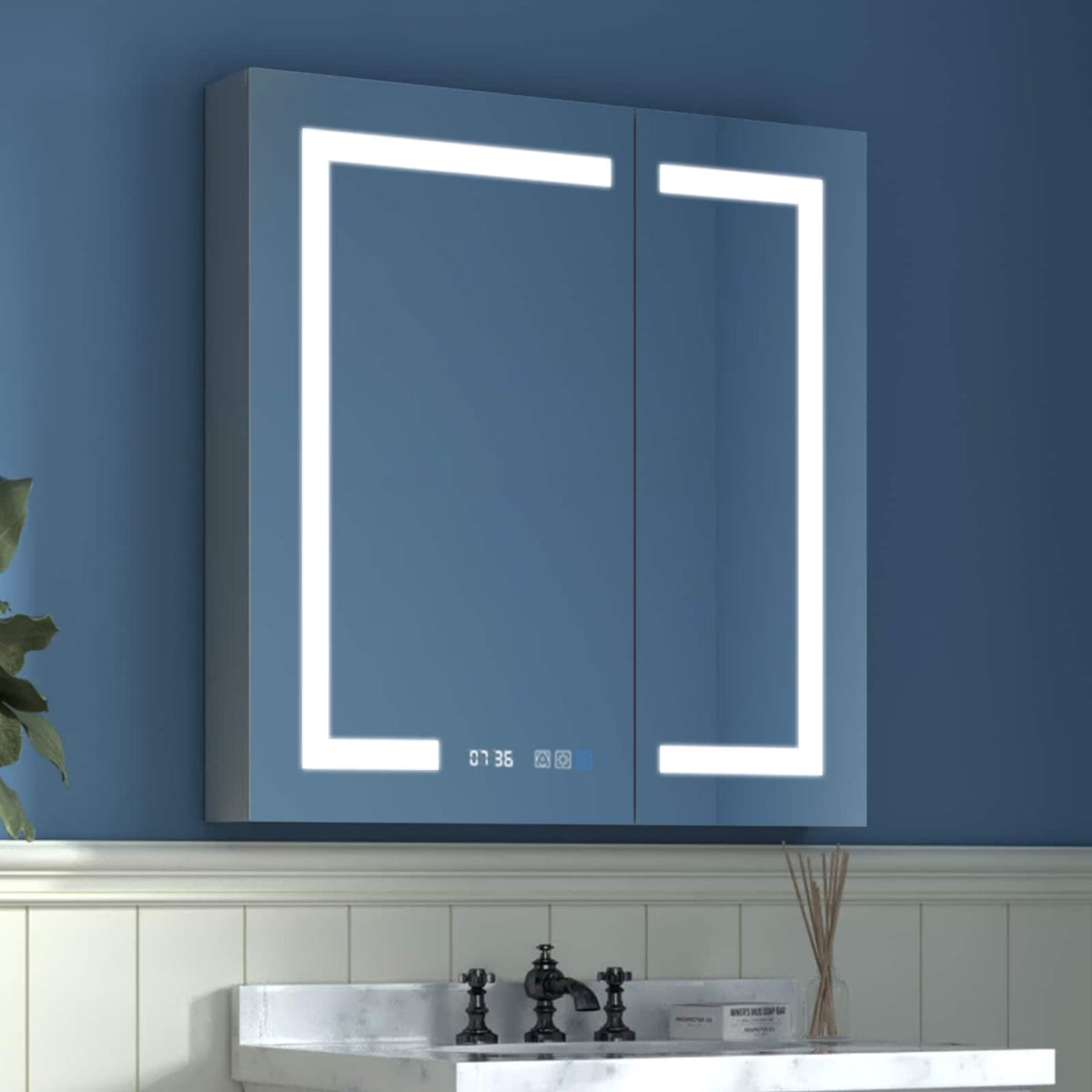ExBrite   LED Lighted Bathroom Medicine Cabinet with Mirror Recessed or Surface led Medicine Cabinet 48"x 32"