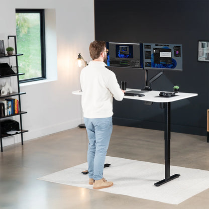 VIVO Reclaimed Wood / Black 63�?x 32�?Electric Height Adjustable Stand Up Desk