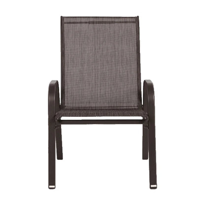 4 Piece Patio Chairs, Outdoor Camping Chairs with Breathable Textilene Fabric, Set of 2 Garden Chairs with Armrest High Backrest for Garden Patio Pool Beach Yard Space Saving ( Brown)