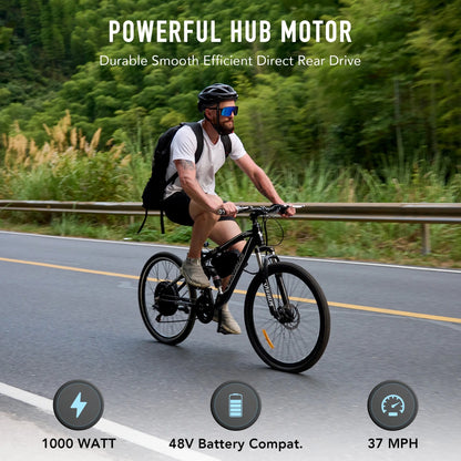 Viribus Electric Bike Conversion Kit 26" Rear Wheel 1000W Hub Motor LCD eBike DIY Set