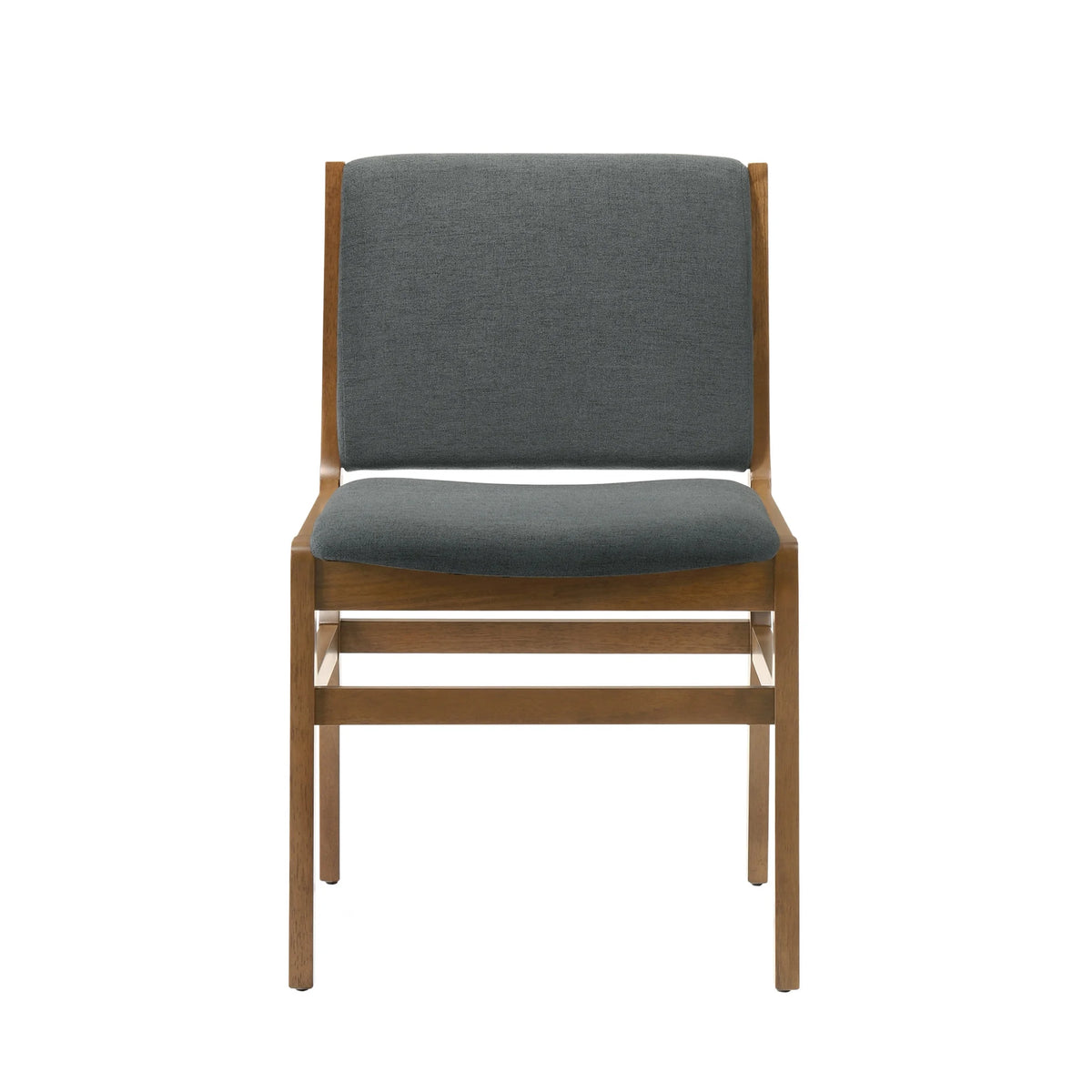 GDF Studio Modern 7 Piece Dining Set, 71" Rectangular Table with 6 Upholstered Side Chairs, Solid Wood Legs, Dark Gray+Oak