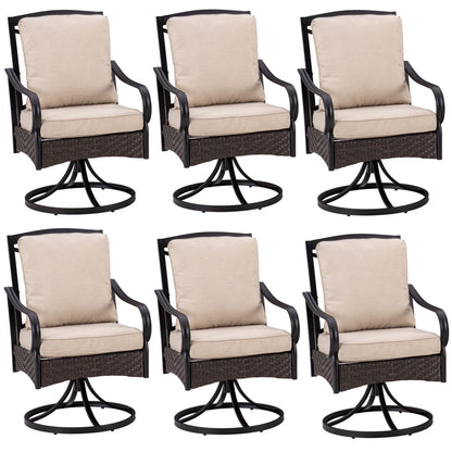 Sophia&William Patio Swivel Dining Chairs Set of 4 with Beige Cushions
