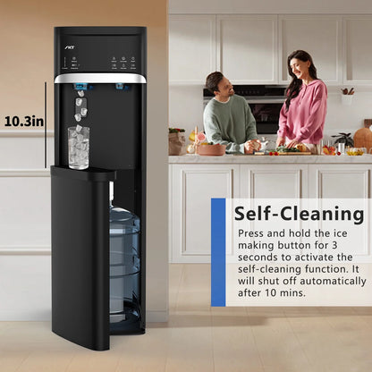 IKT Bottom Loading Water Dispenser Cooler with Maker for 5 Gallon Bottle with Empty Bottle Indicator 3 Temperature 22lbs Within 24hrs Black