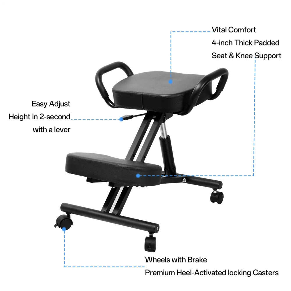 Ergonomic Kneeling Chair with Smooth Casters, Thick Comfort Padding for All-Day Comfort in Medical Offices or Therapy Clinics(A)