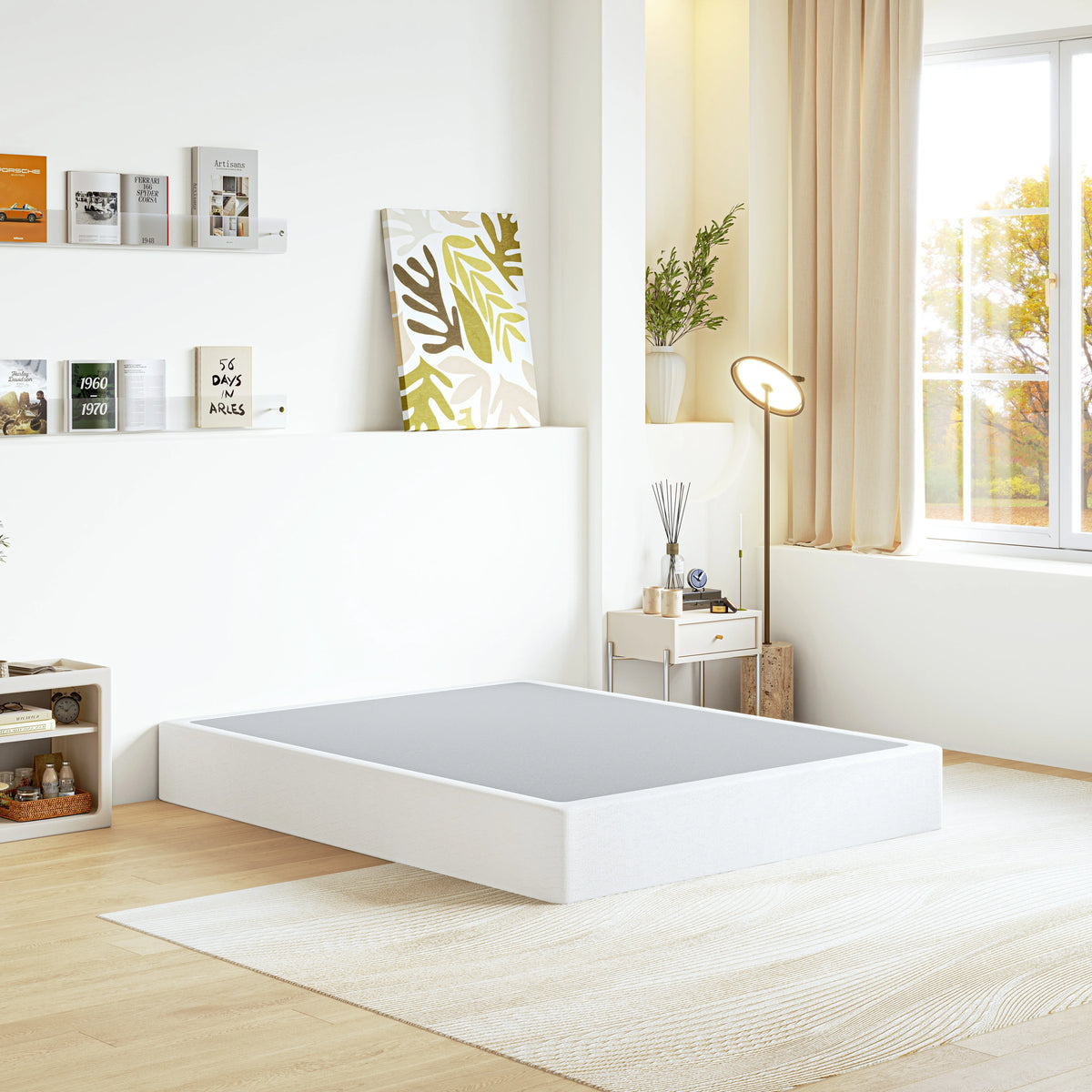 ULIESC 9 inch Queen Metal Box Spring, Sturdy Mattress Foundation, Fabric Cover Included, Easy Assembly