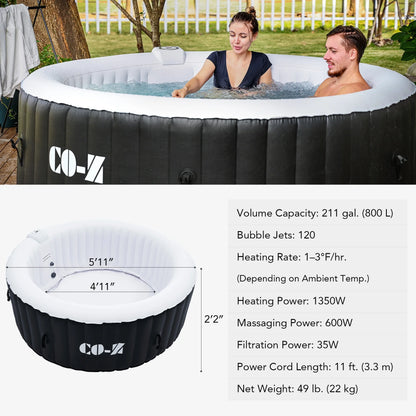 CO-Z 6ft Inflatable Hot Tub Pool with Massage Jets, Green