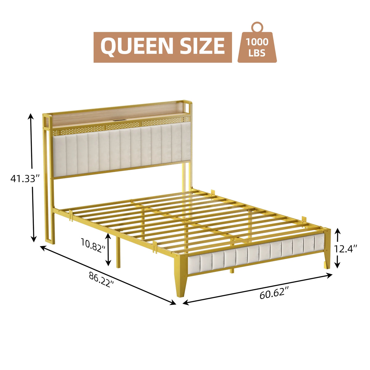 WhizMax Under Bed Storage Platform Bed Frame, Queen