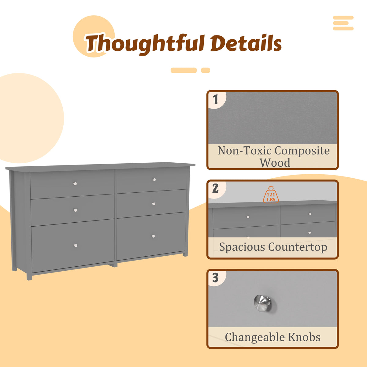 VEIKOUS Oversized 5-Drawer Dresser Chest, Large Storage Dresser for Bedroom Storage, Oak