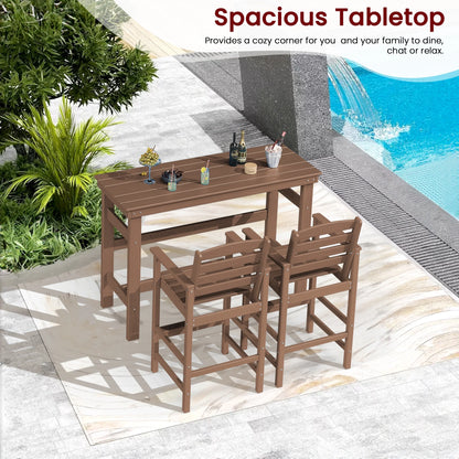 SERWALL 41" Outdoor Bar Table, HDPE All Weather Adirondack Outdoor Bar Height Table, Navy