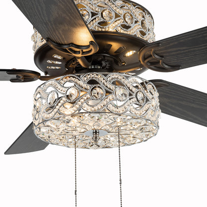 River of Goods 52" 5 Blade Luxe Enlaced Crystal LED Ceiling Fan with Light