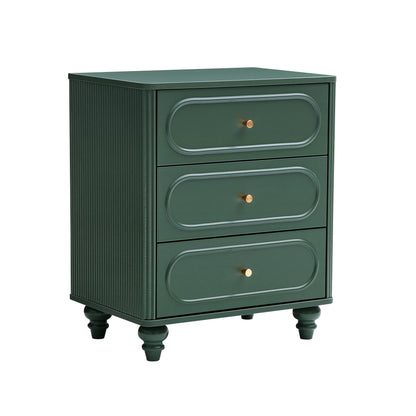 YOCWO 3 Drawer Nightstand, Classic Chest of Drawers with Arc Edge, Walnut