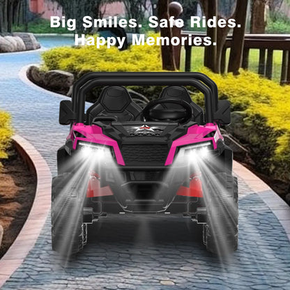 Mega Motion 24V Kids Electric Ride-On UTV Truck with 4WD, Dump Bed, 2 Seats, LED Lights, Music, Remote Control, Shovel, for Boys & Girls