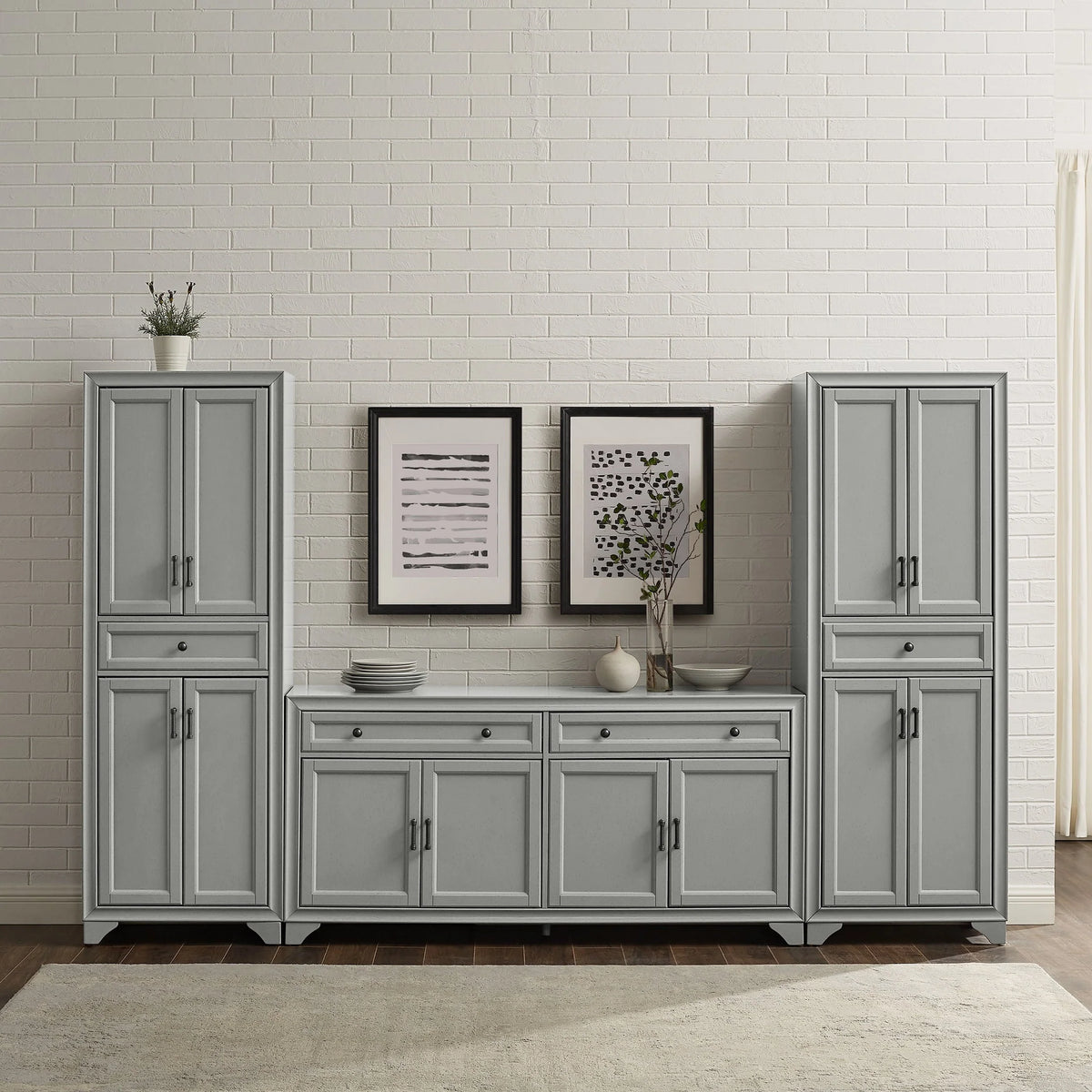 Crosley Tara 3 Piece Sideboard And Pantry Set