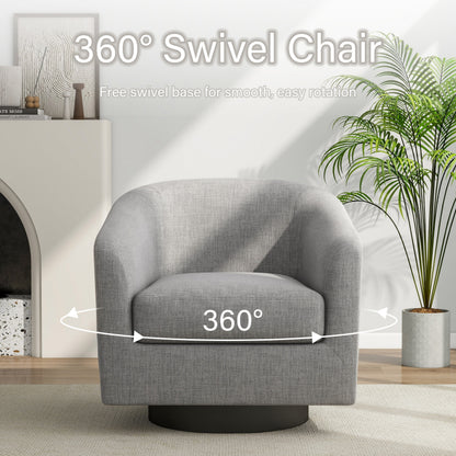 DREAMSIDEA Swivel Barrel Accent Chair for Living Room, Modern Upholstered Round Club Armchair-Cream