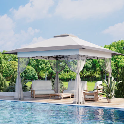 Bezseller 11x11 Pop up Gazebo, Outdoor Waterproof Canopy Tent with Mosquito Netting for Outdoors, Khaki