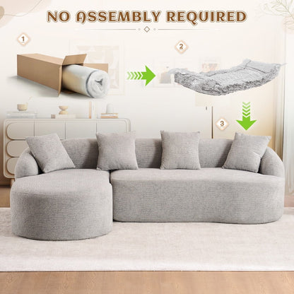 Timbernest 99" Modular Sectional Sofa with Pillows, Chenille L Shaped 3-Seater Couch with Deep Seat, White