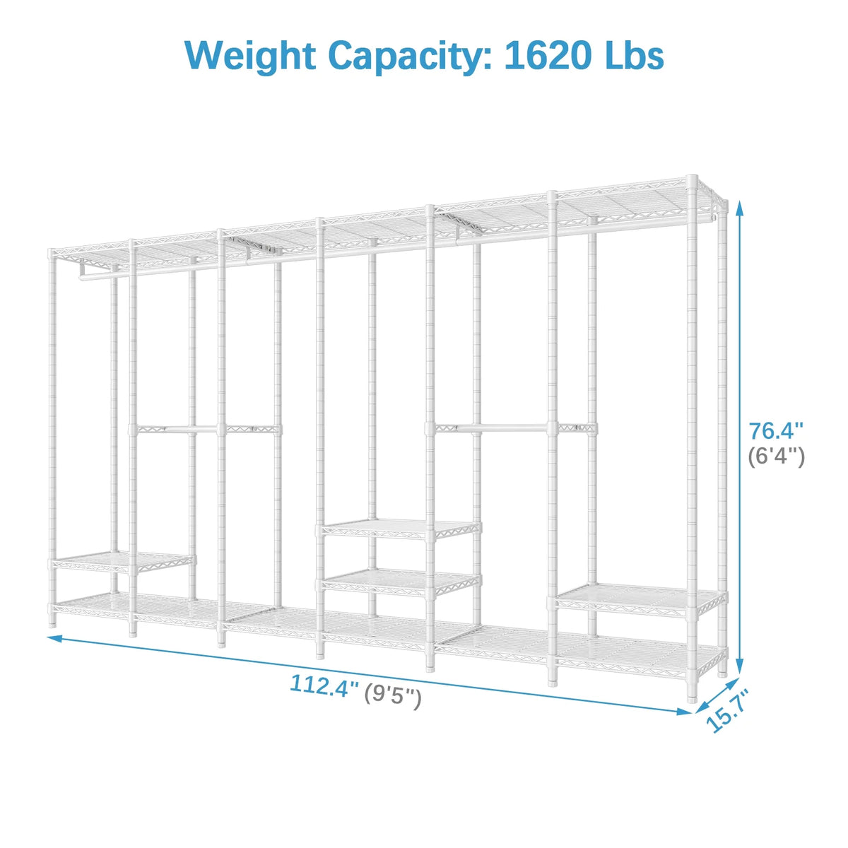 VIPEK V60 Extra Large Portable Closet Rack Heavy Duty Clothing Rack for Hanging Clothes Freestanding Wardrobe Closet, Metal Closet for Bedroom Storage Organizer, Load 1620lbs, Black