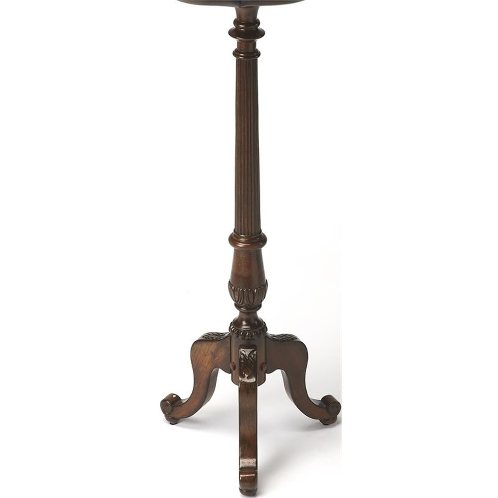 Bowery Hill Traditional Wood Pedestal Plant Stand in Cherry Dark Brown