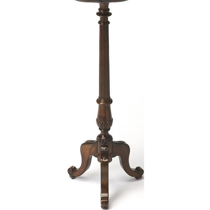 Bowery Hill Traditional Wood Pedestal Plant Stand in Cherry Dark Brown