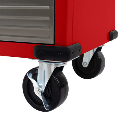 Seville Classics UltraHD® Heavy Duty Rolling Cabinet Workbench Table w/ Solid Wood Top, Workstation for Garage, Office, Workshop, Granite, 1-Door, 4-Drawer (28" W x 25" D)