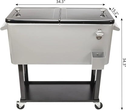 HEYWU 80 Quart Ice Chest Water Cooler with Bottle Opener, Milk White