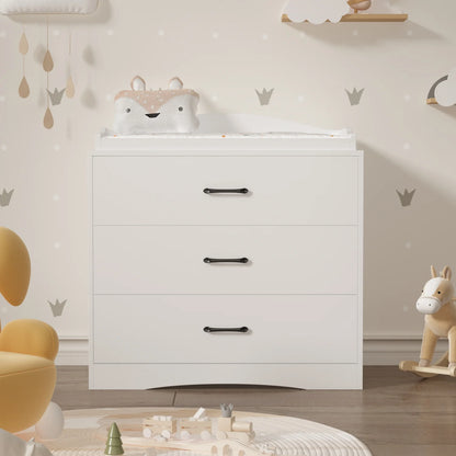 OXYLIFE 45" Baby Nursery Changing Table Dresser with 4 Drawers and Shelf for Nursery Room, White