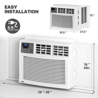 mollie 12,000 BTU 115V Window Air Conditioner, Cools Rooms up to 450 Sq.Ft., Window AC Unit with Remote Control, 24H-Timer and 3 Fan Speeds, White