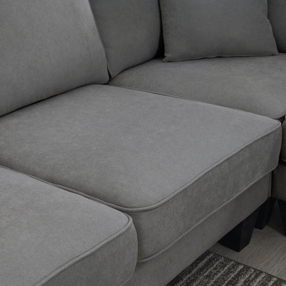 Harper & Bright Designs Modular Sectional Sofa with Ottoman Couch L Shape Corner Sofa Sets 7 Seats Fabric Couch for Living Room, Black, 112 * 87 inch