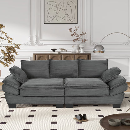 NYBOPAVIS 85.4" Corduroy Sofa, Oversized Loveseat Sofa Couch for Living Room Green