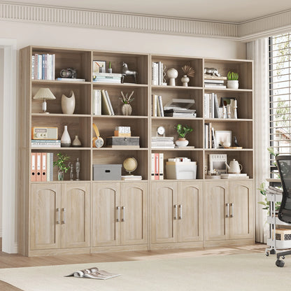 Homfa 73�� Tall Bookcases with Doors, 8 Cubes 6-Tier Double Row Bookshelf, White Bookcase for Living Room Home Office