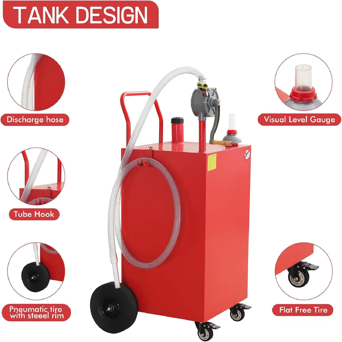 Ladcaser 30/45/50 Gallon Portable Oil Transfer Fluid Diesel Fuel Storage Tanks Gas Caddy Storage Diesel Kerosene Storage Containers for Boat, ATV, Car, Motorcycle