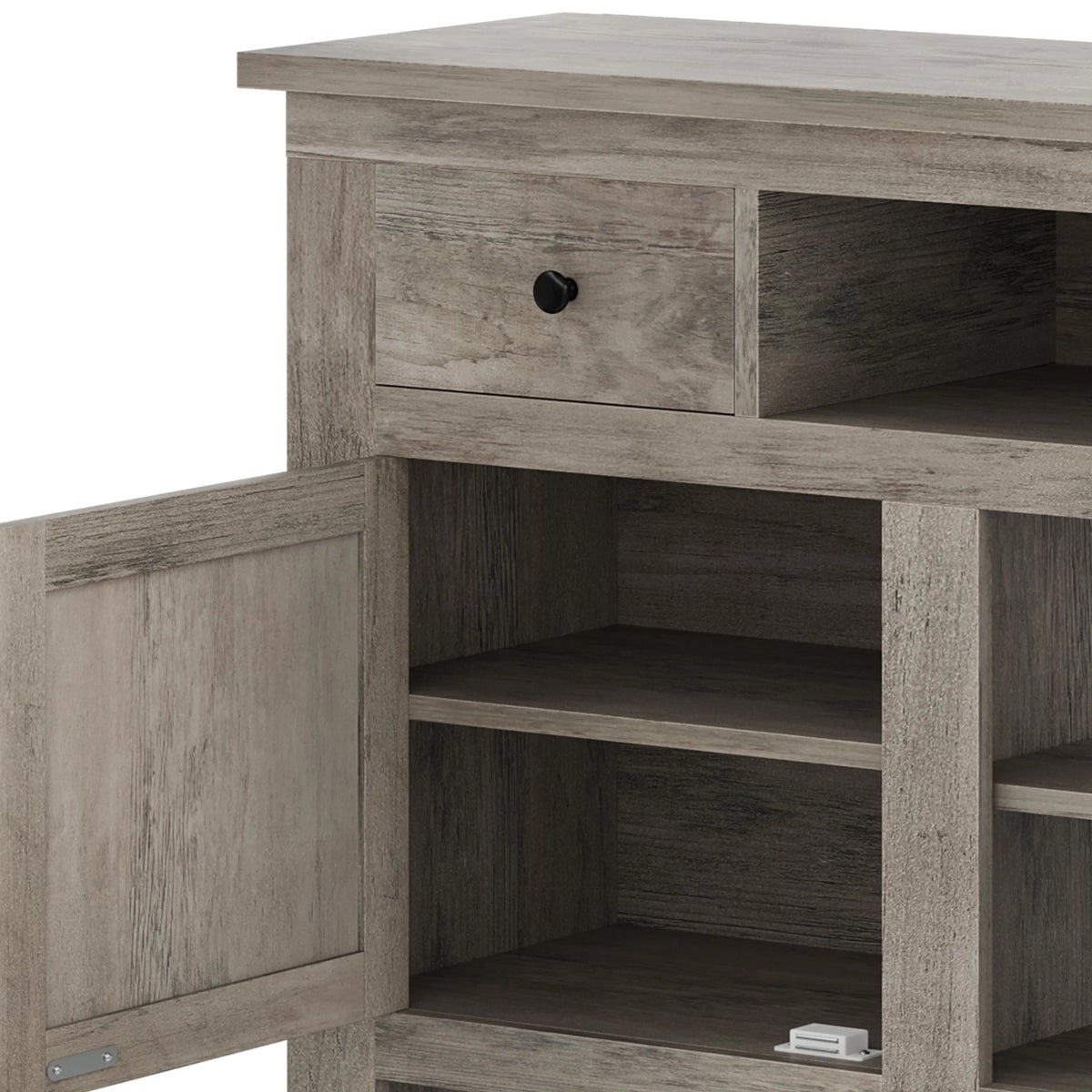 Uforic Farmhouse TV Stand for 75/80 Inch TV, Rustic Entertainment Center with Power Outlet, Storage Drawers, TV Console for Living Room, Oak