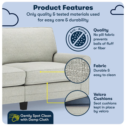 Serta Copenhagen 78" Rolled Arm Sofa with Removable Covers Dark Brown