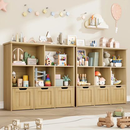 Homfa Toy Storage Organizer with 3 Movable Drawers, 5 Cube Kids Bookcase for Playroom, Storage Cabinet for Living Room, White Finish