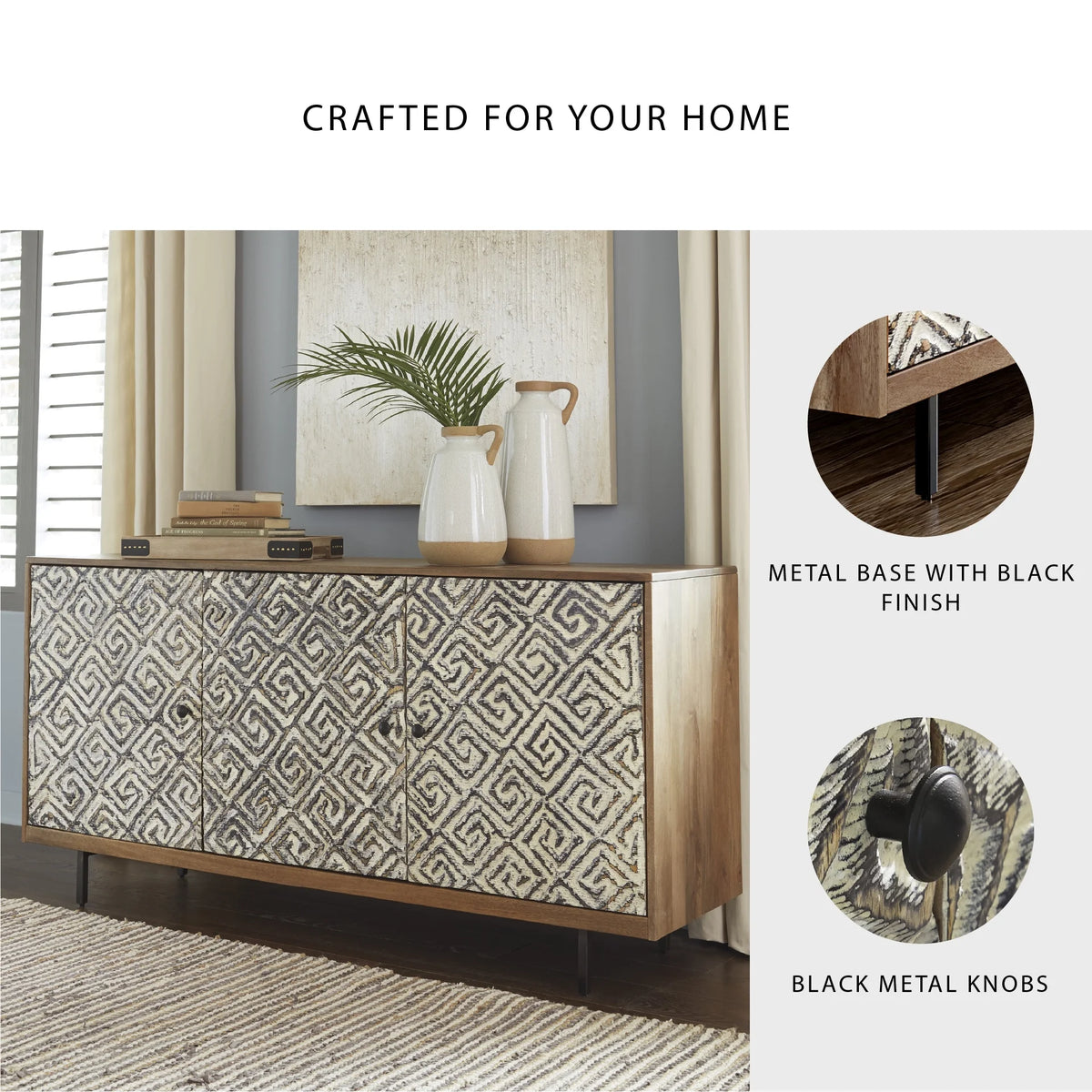 Signature Design by Ashley Contemporary Kerrings Accent Cabinet Brown/Black/White