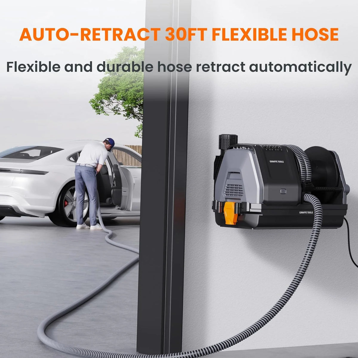 Giraffe Tools Wet Dry Vacuum Cleaner with 30FT Retractable Hose--Remote Control