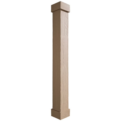 Ekena Millwork 18"W x 5'H Hand Hewn Endurathane Faux Wood Non-Tapered Square Column Wrap with Standard Capital & Base