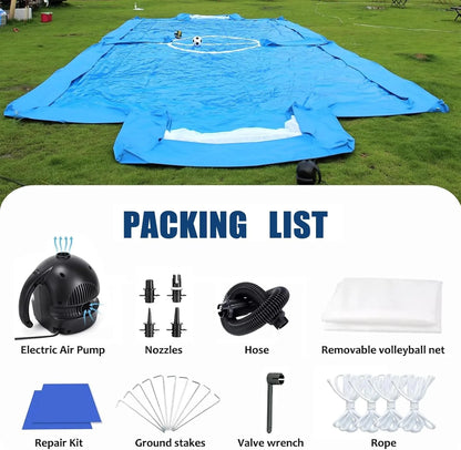 33FT Inflatable Volleyball Court Beach Pool Volleyball Net for Backyard Outdoor Training Game with 800W Air Pump, Volleyball Pool/Water Volleyball Field