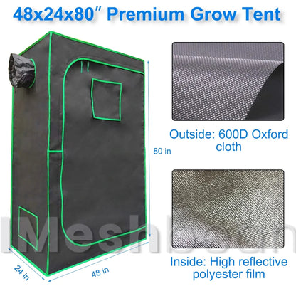 Vanleno Upgraded 48"x 24"x 80" Complete Grow Tent Kit, Full Spectrum LED Grow Light