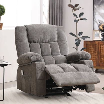 JONPONY Massage Swivel Rocker Recliner Chair with Vibration Massage and Heat Ergonomic Lounge Chair for Living Room with Rocking Function and Side Pocket, 2 Cup Holders, USB Charge Port,Grey