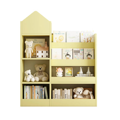 PORKISS Bookshelf for Kids, Wood Kids Bookcase with Toy Storage Organizer, Freestanding Book Shelf with 6 Compartments and 2 Baskets Bins for Kids Bedroom, Nursery, Playroom, Natural