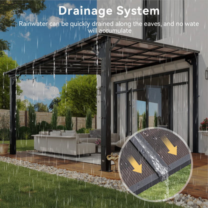 Aoxun 8' x 5' Gazebo for Patio, Gazebo Pergola with Sloped Roof, Grill Gazebo Large Wall-Mounted Heavy Duty Awnings, for Backyard, Deck, Patio