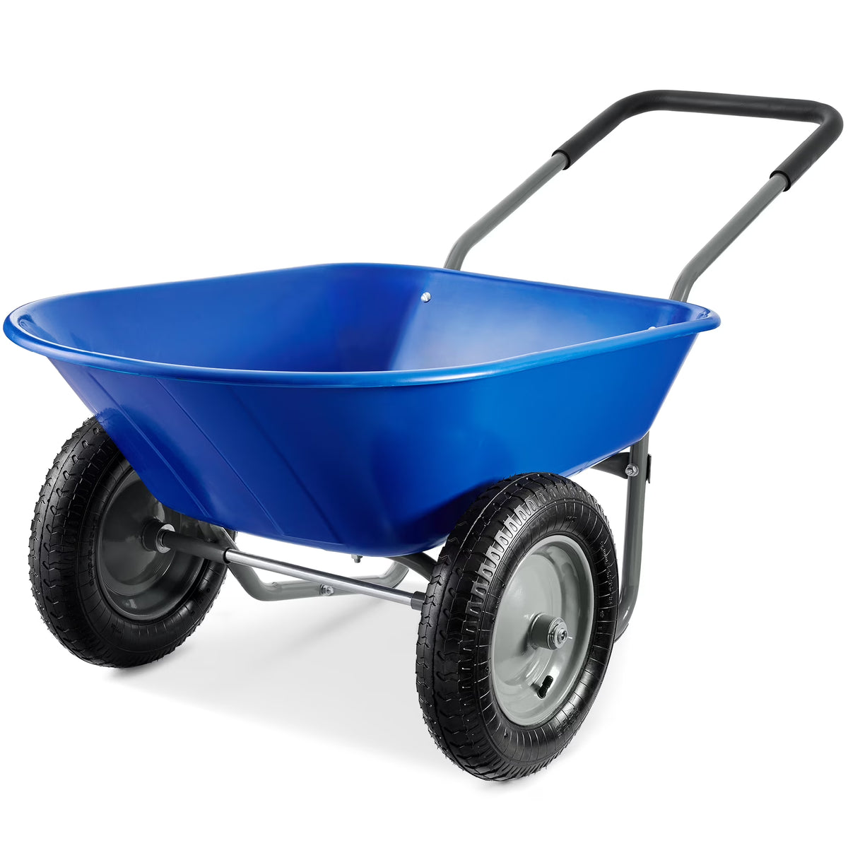 Best Choice Products Dual-Wheel Home Wheelbarrow Yard Garden Cart for Lawn, Construction - Green