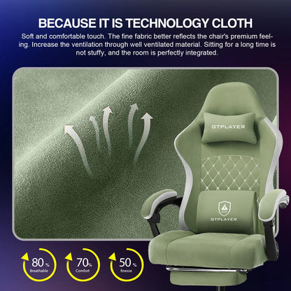 GTPLAYER Ergonomic High Back Pocket Spring Cushion Gaming Chair with Footrest & Linkage Armrests, Black